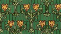 Floral stained glass desktop wallpaper, yellow tulip with green foliage. Remixed by rawpixel.