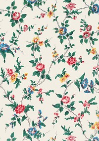 Vintage flower patterned background, beige design. Remixed by rawpixel.