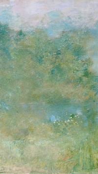 Nature oil painting iPhone wallpaper, vintage illustration by Thomas Wilmer Dewing. Remixed by rawpixel.