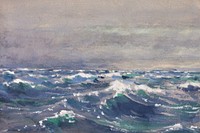 Vintage ocean wave background, painting by William Henry Holmes. Remixed by rawpixel.