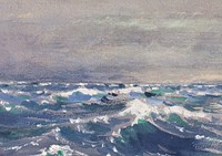 Vintage ocean wave background, painting by William Henry Holmes. Remixed by rawpixel.