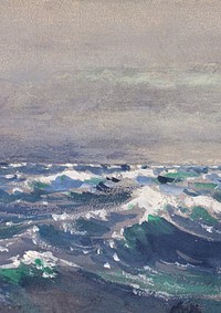 Vintage ocean wave background, painting by William Henry Holmes. Remixed by rawpixel.