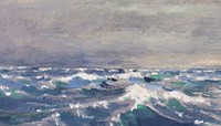 Vintage ocean wave background, painting by William Henry Holmes. Remixed by rawpixel.