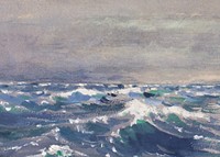 Vintage ocean wave background, painting by William Henry Holmes. Remixed by rawpixel.