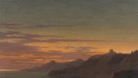 Sunset Coast background, vintage nature illustration by Alexander Cozens. Remixed by rawpixel.