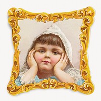 Framed vintage little girl painting. Remixed by rawpixel.
