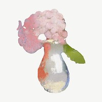 Pink flower vase, vintage illustration psd by Helene Schjerfbeck. Remixed by rawpixel.