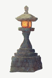 Japanese lantern, vintage illustration psd by Yoshihiko Ito. Remixed by rawpixel.