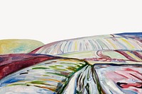 Edvard Munch's Field in Snow, abstract landscape border. Remixed by rawpixel.