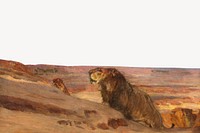 Lions in the Desert, vintage animal illustration by Henry Ossawa Tanner. Remixed by rawpixel.