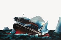 Sinking ship, vintage illustration. Remixed by rawpixel.