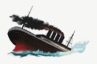 Sinking ship, vintage illustration psd. Remixed by rawpixel.