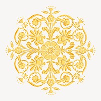 Gold ornate flower emblem. Remixed by rawpixel.