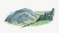 Mountain landscape, vintage nature illustration psd by Friedrich Carl von Scheidlin. Remixed by rawpixel.