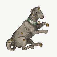 Canis Manor dog constellation, astrology animal illustration psd by Ignace Gaston Pardies. Remixed by rawpixel.