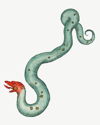 Hydrus snake constellation, astrology animal illustration psd by Ignace Gaston Pardies. Remixed by rawpixel.