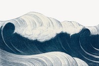 Vintage ocean wave, nature border illustration by C. R. W. Nevinson. Remixed by rawpixel.