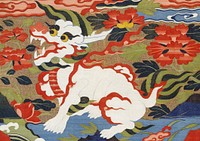 Mythological animal pattern, silk textile tapestry. Remixed by rawpixel.