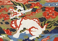 Mythological animal pattern, silk textile tapestry. Remixed by rawpixel.