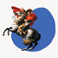 Napoleon on a horse badge illustration. Remixed by rawpixel.