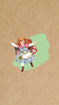 Vintage little girl iPhone wallpaper. Remixed by rawpixel.