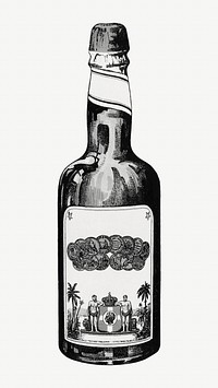 Double distilled bay rum, bottle illustration by Viggo Moller. Remixed by rawpixel.