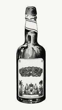 Double distilled bay rum, bottle illustration by Viggo Moller psd. Remixed by rawpixel.