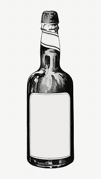 Double distilled bay rum, bottle illustration by Viggo Moller. Remixed by rawpixel.
