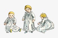 Vintage toddler children illustration by Shober & Carqueville Lith. Co. Remixed by rawpixel.