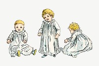 Vintage toddler children illustration by Shober & Carqueville Lith. Co psd. Remixed by rawpixel.