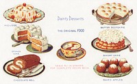 Dainty Desserts are easily made with Campfire Marshmallows, the original food (1870–1900), vintage advertisement. Original public domain image from Digital Commonwealth. Digitally enhanced by rawpixel.