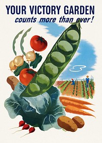 Your victory garden counts more than ever! (1945), vintage poster by Morley, Hubert. Original public domain image from Digital Commonwealth. Digitally enhanced by rawpixel.