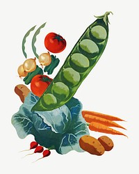 Vintage vegetables illustration by Morley, Hubert psd. Remixed by rawpixel.