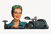 Working woman smiling, vintage illustration by George Roepp. Remixed by rawpixel.