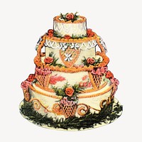 Vintage wedding cake, food illustration. Remixed by rawpixel.