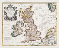 The British Isles where the Kingdoms of England are (1730), vintage map illustration by Guillaume de L'Isle. Original public domain image from Digital Commonwealth. Digitally enhanced by rawpixel.