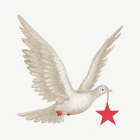 Flying dove with star, bird illustration psd. Remixed by rawpixel.