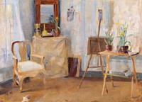 In the atelier (1880-1889), vintage painting by Maria Wiik. Original public domain image from Finnish National Gallery. Digitally enhanced by rawpixel.
