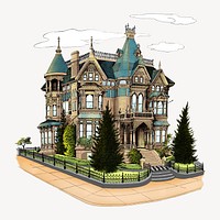 Vintage house illustration. Remixed by rawpixel.