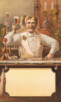 Bartender (1889), vintage illustration. Original public domain image from the Library of Congress. Digitally enhanced by rawpixel.