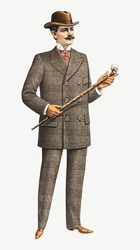Men's vintage suit, fashion illustration psd. Remixed by rawpixel.