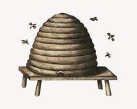 Vintage beehive illustration. Remixed by rawpixel.