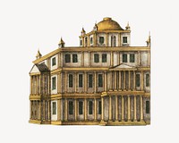 Vintage building, architecture illustration. Remixed by rawpixel.