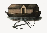 Vintage house boat, vehicle illustration. Remixed by rawpixel.