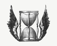 Winged hourglass, vintage object illustration psd. Remixed by rawpixel.