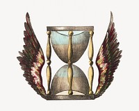 Winged hourglass, vintage object illustration. Remixed by rawpixel.