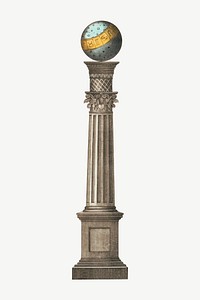 Ancient pillar, vintage architecture illustration psd. Remixed by rawpixel.