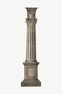 Ancient pillar, vintage architecture illustration psd. Remixed by rawpixel.