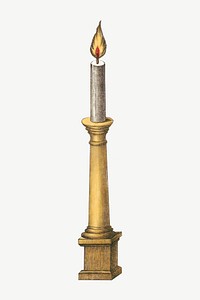 Vintage candle stick, antique illustration psd. Remixed by rawpixel.