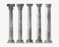 Ancient pillar, vintage architecture illustration psd. Remixed by rawpixel.